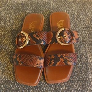 Franco Sarto Merris Cognac faux snake skin sandals size 6